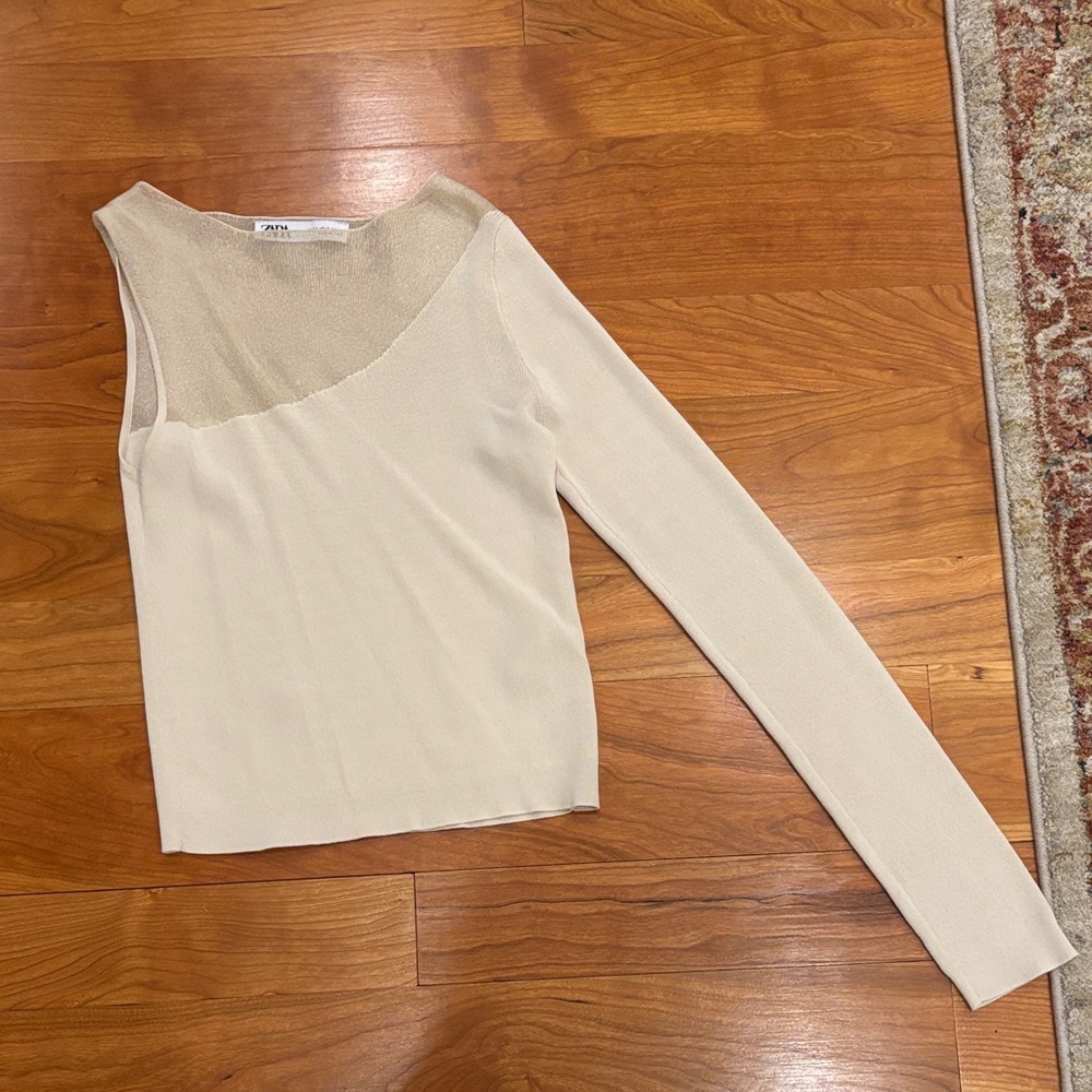 One Shoulder Cream Zara Top